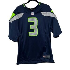 Nike Men Seattle Seahawks Russell Wilson #3 Home Game NFL Onfield Jersey Blue XL